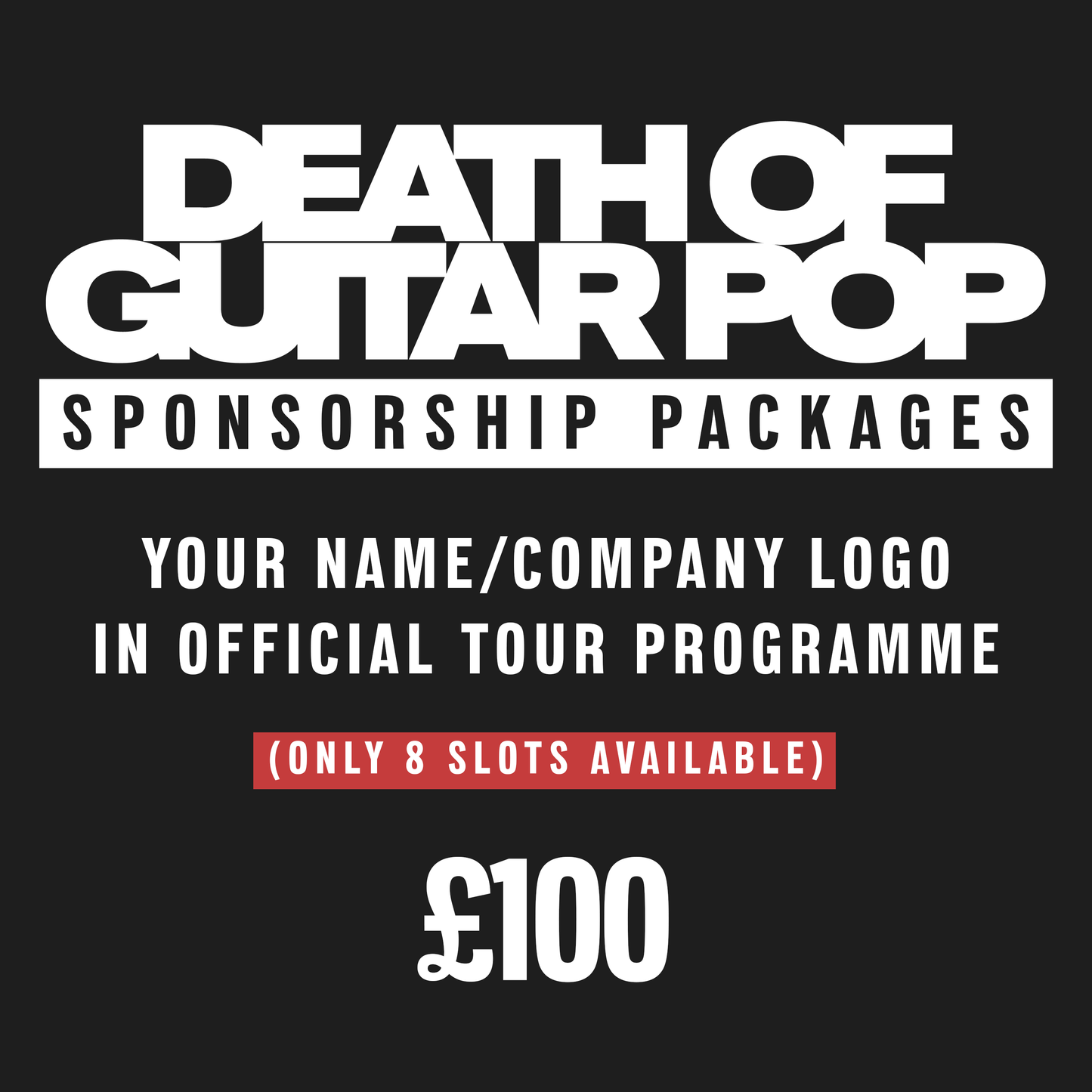 Your name/company logo in official Tour programme